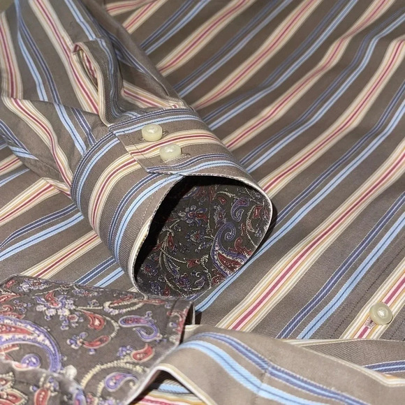 THOMAS Dean long sleeve stripe button up shirt. - Picture 4 of 9